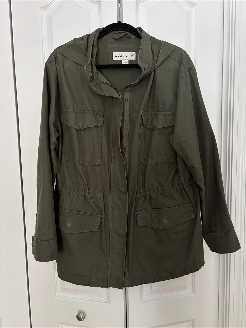 Ava & Viv Olive Green Hooded Utility Jacket